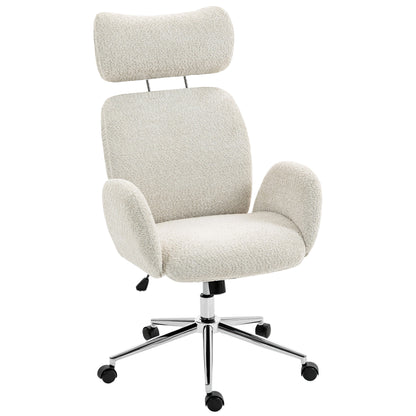 Office Chair with Adjustable Headrest, Comfy Desk Chair, Pale Grey