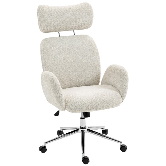 Office Chair with Adjustable Headrest, Comfy Desk Chair, Pale Grey
