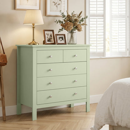 Modern Dresser with 5 Drawers for Living Room, Hallway, Sage Green
