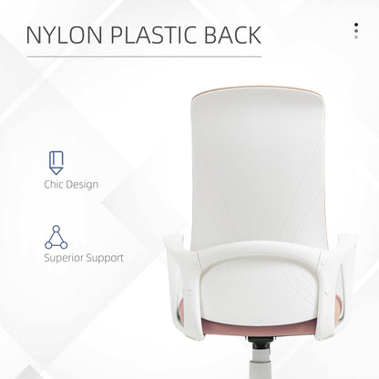 High-Back Home Office Chair Height Adjustable Elastic Desk Chair Pink