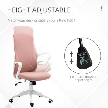 High-Back Home Office Chair Height Adjustable Elastic Desk Chair Pink