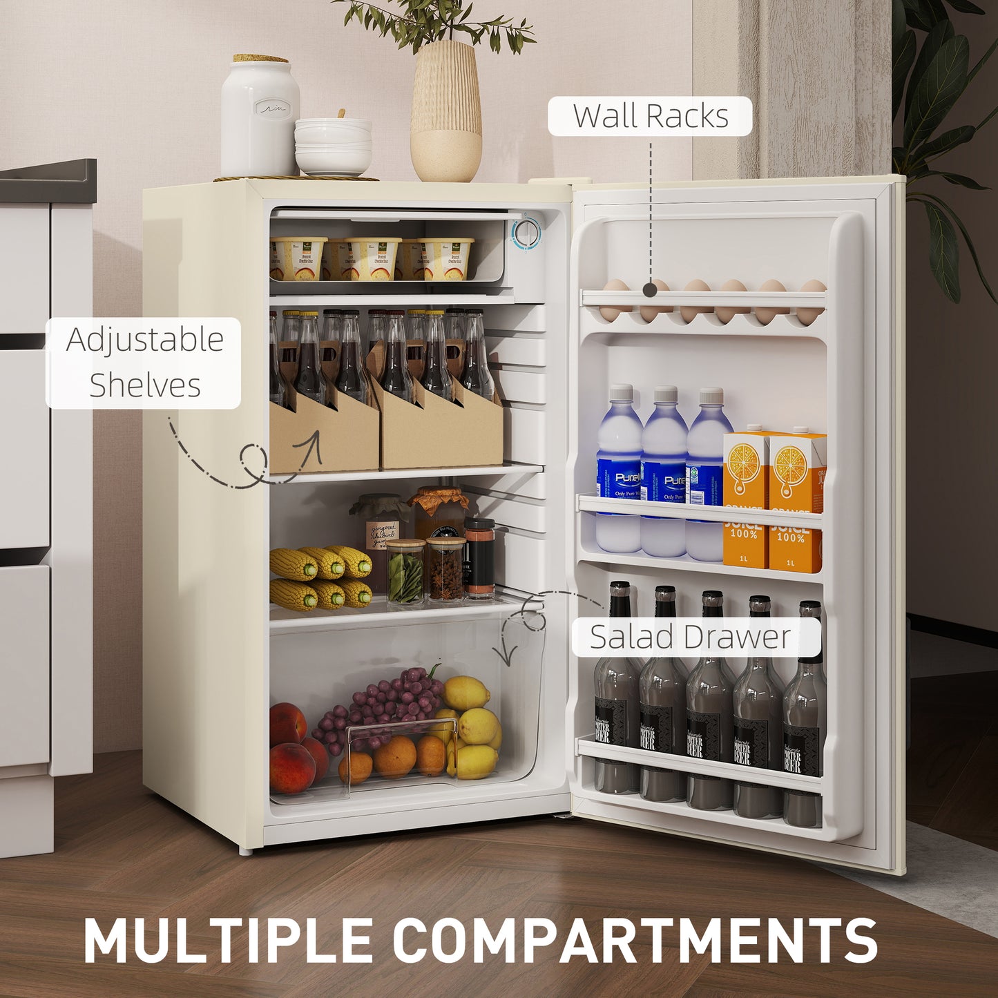 91L Freestanding Under Counter Fridge Beige