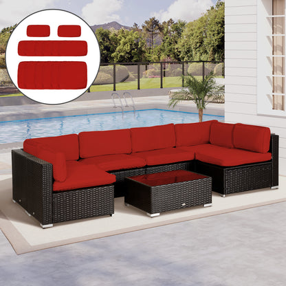 Garden Rattan Sofa Set Polyester Cover Replacement No Cushion Red