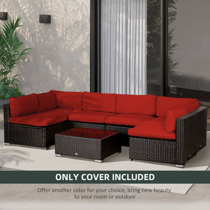 Garden Rattan Sofa Set Polyester Cover Replacement No Cushion Red
