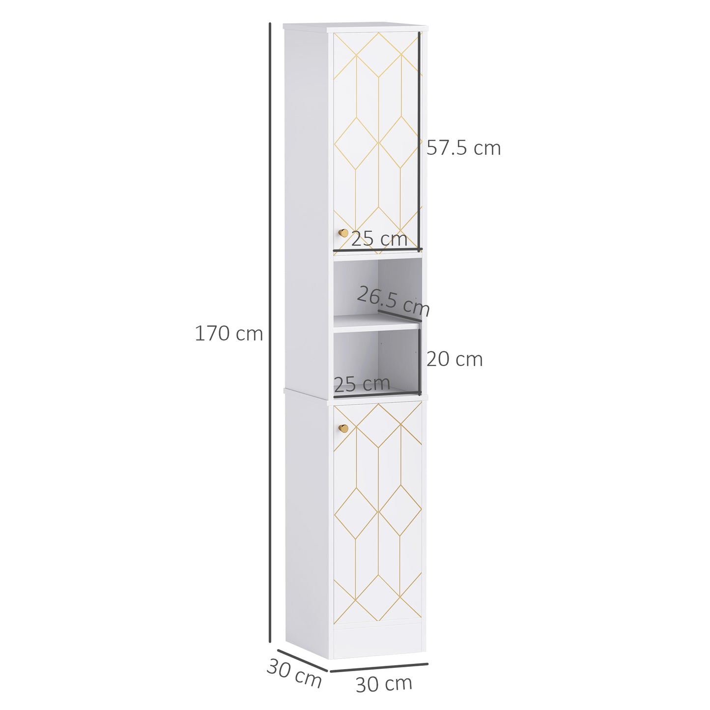 Slim Bathroom Cabinet, Bathroom Storage Cabinet with Doors, White
