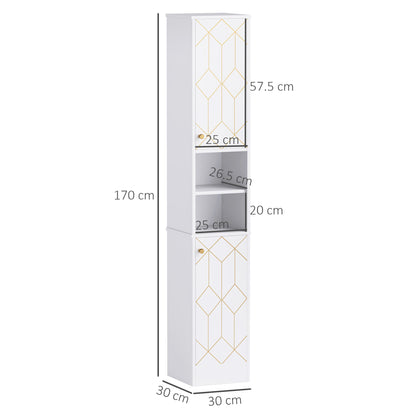 Slim Bathroom Cabinet, Bathroom Storage Cabinet with Doors, White