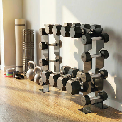 4-Tier Dumbbell Rack, Heavy-Duty Weight Rack for Dumbbells, Black