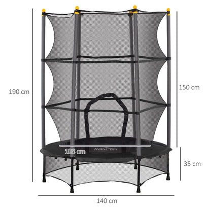 4.6FT/75" Kids Trampoline with Safety Enclosure, Indoor Outdoor - Black