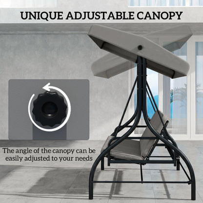 3 Seater Canopy Swing Chair Porch Hammock Bed, Light Grey
