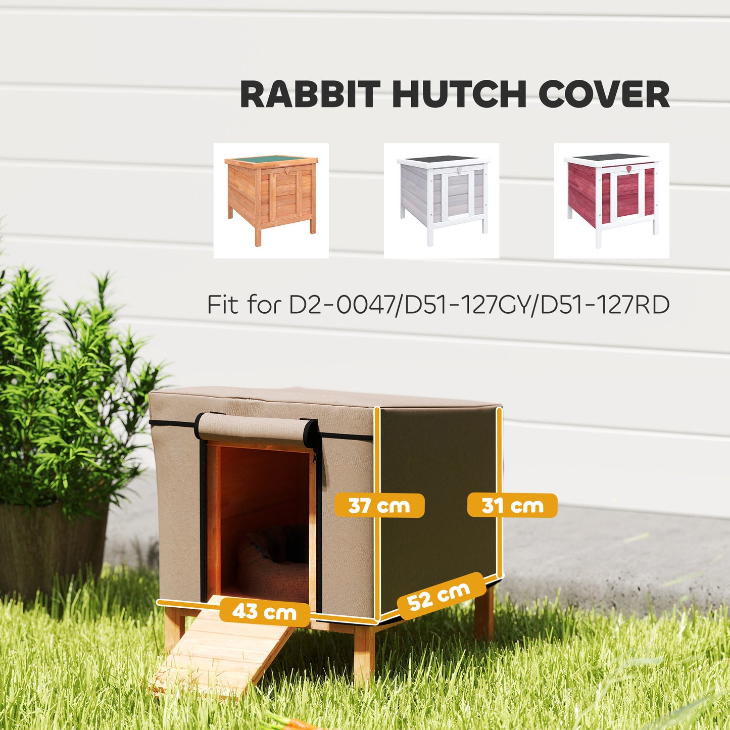 Rabbit Hutch Outdoor with Steel Run Removable Plastic Tray Natural