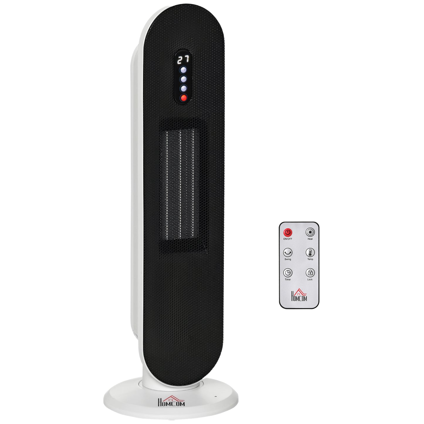 Ceramic Space Heater Tower Heater with 45-degree Oscillation, White