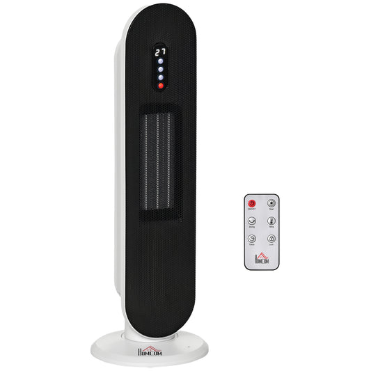 Ceramic Space Heater Tower Heater with 45-degree Oscillation, White