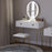 Dressing Table Set with LED Light, Round Mirror, Vanity Makeup Table with 2 Drawers and Cushioned Stool for Bedroom, White