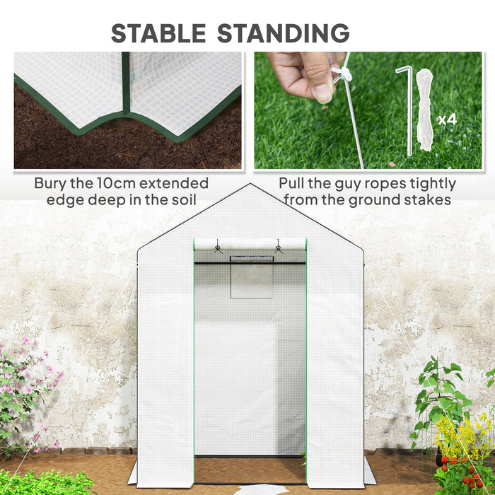 Walk-in Greenhouse with 4 Shelves, Outdoor Small Greenhouse, White