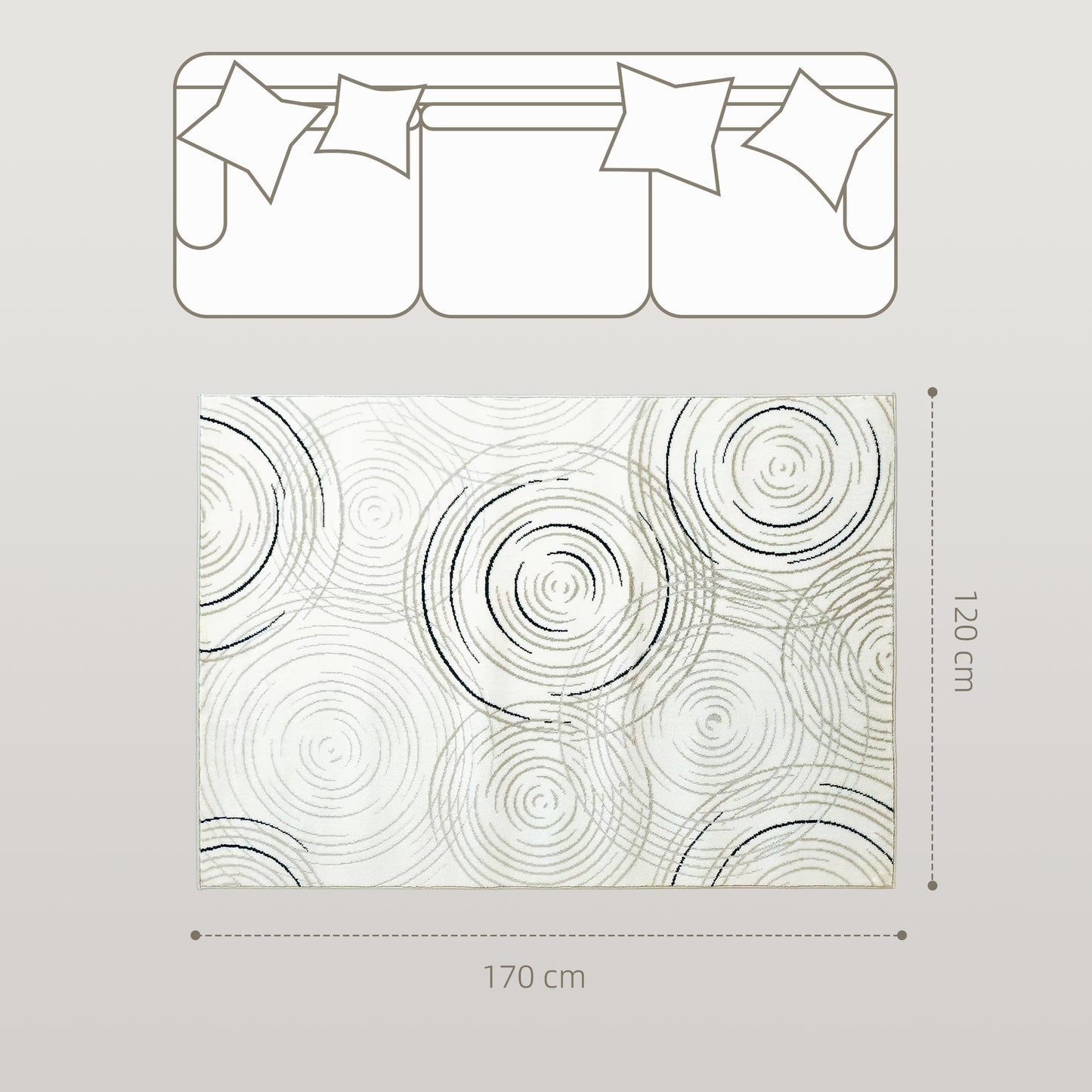 Swirl Pattern Washable Rug, Allergy-Friendly Floor Carpet, Cream