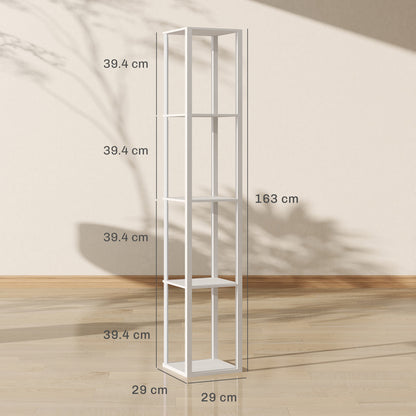 RGB LED Floor Lamp with Shelves and Remote Control for Bedroom, White