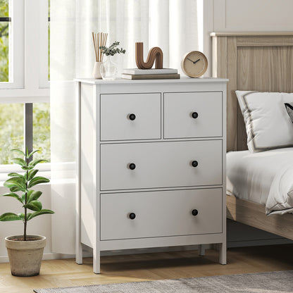 Modern Chest of Drawers, 4 Drawer Dresser for Bedroom, White