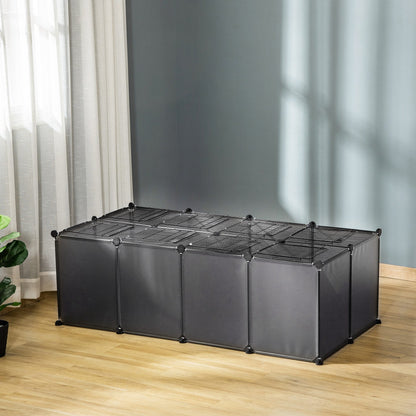 DIY Pet Playpen 28 Panels Small Animal Cage for Guinea Pigs Grey