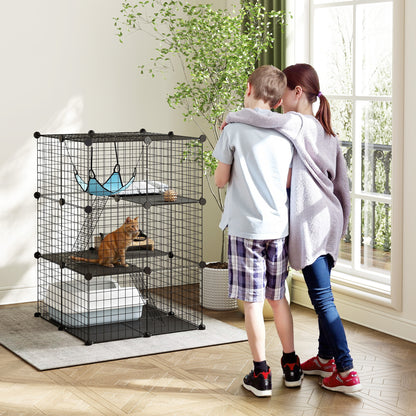 Indoor Cat Cage with DIY Customizable Design 105 cm Black
