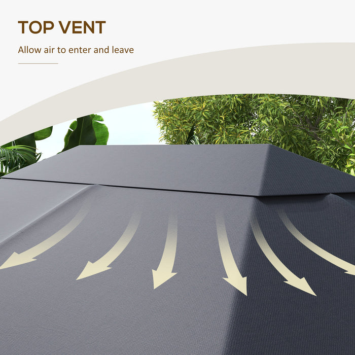 3 x 4m Gazebo Canopy Replacement Cover, Gazebo Roof Replacement (TOP COVER ONLY), Grey