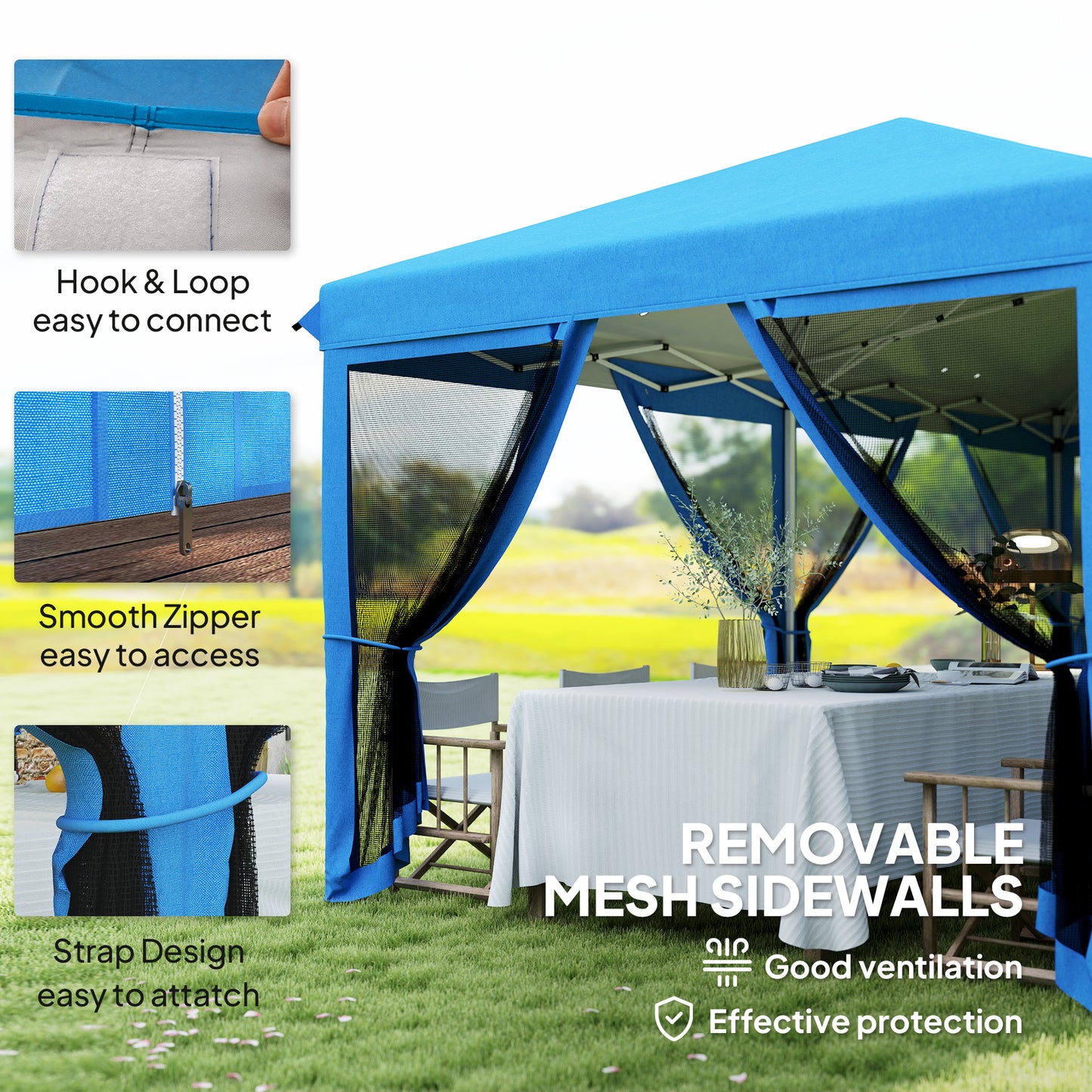 6 x 3(m) Pop Up Party Tent Canopy with 6 Removable Sidewalls Blue