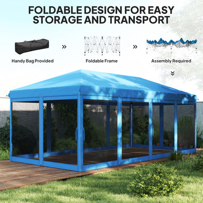6 x 3(m) Pop Up Party Tent Canopy with 6 Removable Sidewalls Blue