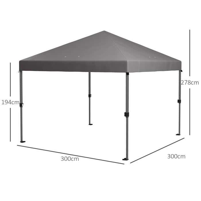 3 x 3(m) Pop Up Gazebo, 1 Person Easy up Marquee Party Tent with 1-Button Push, Adjustable Straight Legs, Stakes, Ropes,