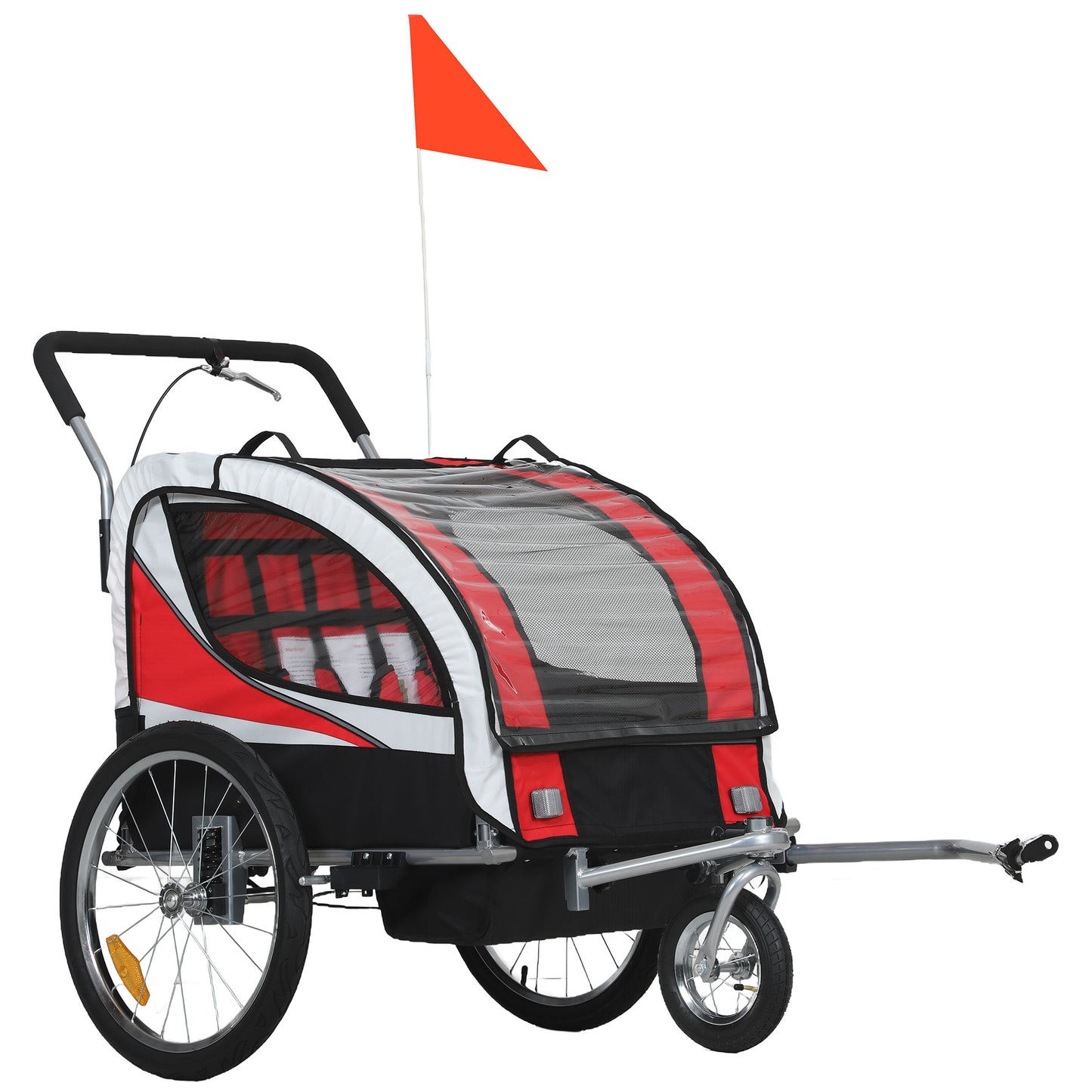 2 Seat Child Bike Trailer, Baby Bicycle Trailer for 2 Kids, Red