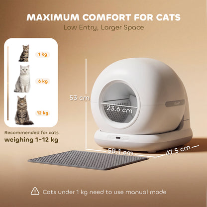 72L Self Cleaning Cat Litter Tray App Control for Multiple Cats