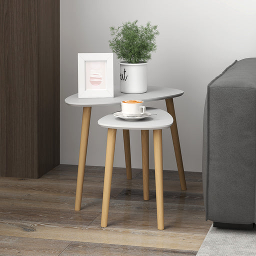 Side Table Set of 2, Modern End Coffee Bedside Tables Grey Natural