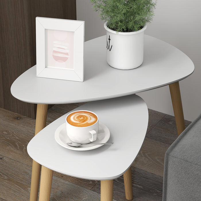 Side Table Set of 2, Modern End Coffee Bedside Tables Grey Natural