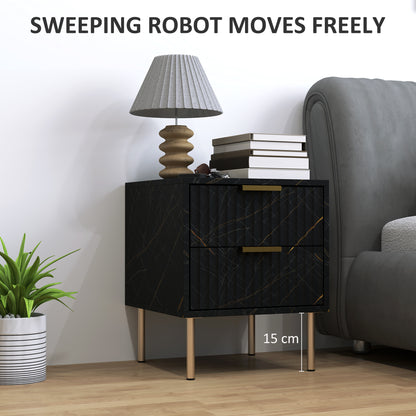 Bedside Table Bedside Cabinet with 2 Drawers for Bedroom, Black