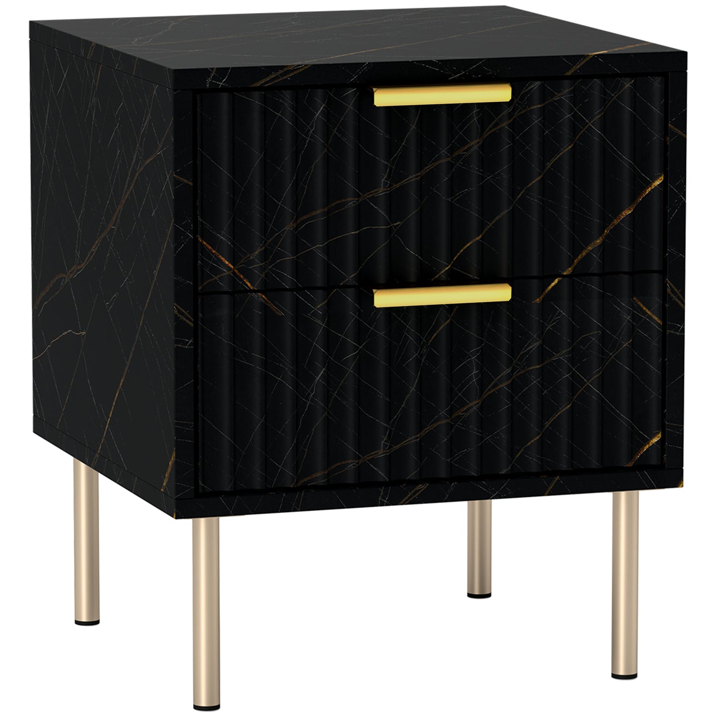 Bedside Table Bedside Cabinet with 2 Drawers for Bedroom, Black