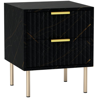 Bedside Table Bedside Cabinet with 2 Drawers for Bedroom, Black
