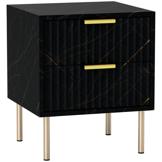 Bedside Table Bedside Cabinet with 2 Drawers for Bedroom, Black