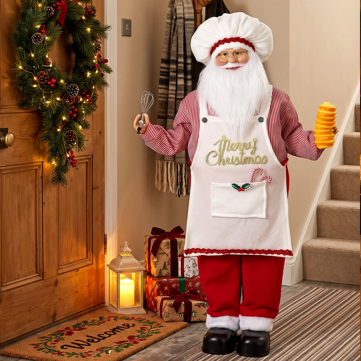 4ft Christmas Singing Cooking Santa Claus with Head Moving