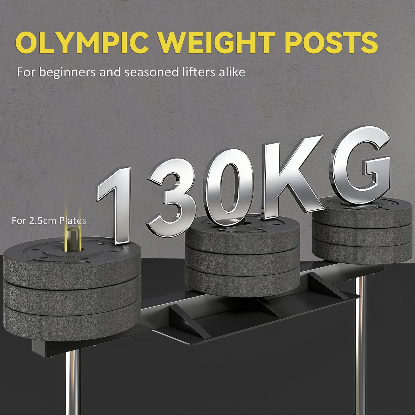 Vertical Leg Press Machine, 300 kg Capacity, Leg Strength Training Machine with Adjustable Leg, Back and Head Positions for Home Gym, 1" Standard Plate Compatible, Yellow