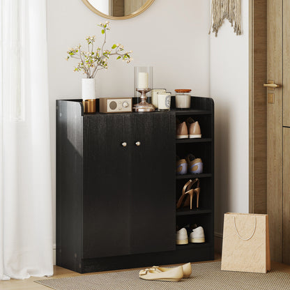 Shoe Storage Cabinet Footwear Rack Stand w/Adjustable Shelves Black