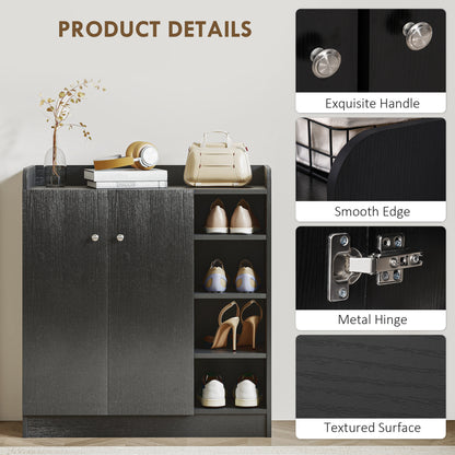 Shoe Storage Cabinet Footwear Rack Stand w/Adjustable Shelves Black