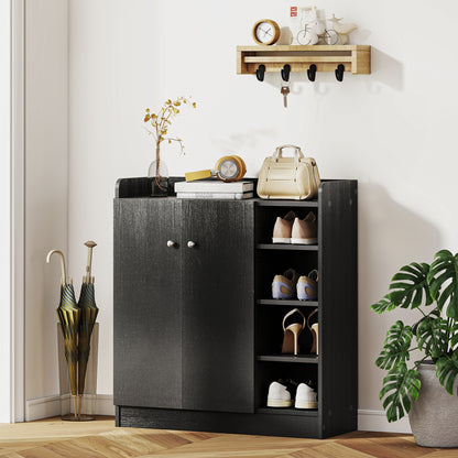 Shoe Storage Cabinet Footwear Rack Stand w/Adjustable Shelves Black