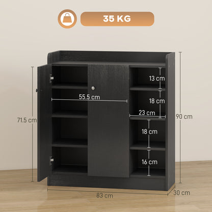 Shoe Storage Cabinet Footwear Rack Stand w/Adjustable Shelves Black