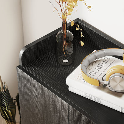 Shoe Storage Cabinet Footwear Rack Stand w/Adjustable Shelves Black