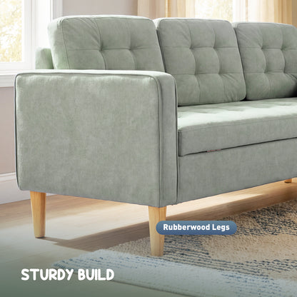 Modern 3 Seater Sofa with Hidden Storage and Rubber Wood Legs