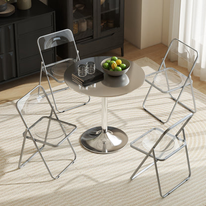 Foldable Chairs with Heavy Duty Steel Frame, Clear