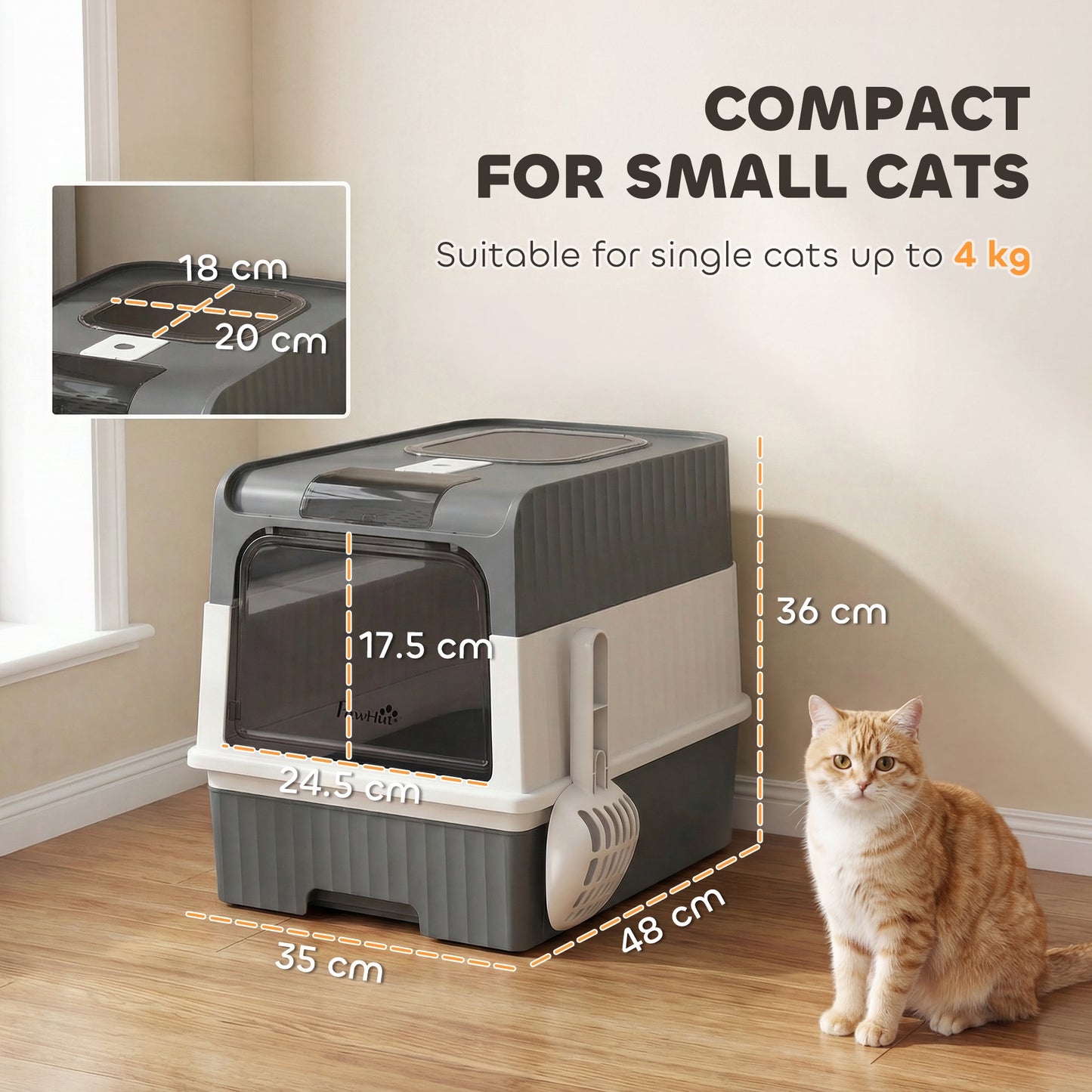 Cat litter Box, Enclosed Cat Litter Box w/ Lid, Pull-Out Drawer Tray