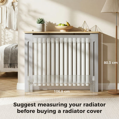Radiator Cover Painted Slatted MDF Cabinet Lined Grill 112x19x81cm