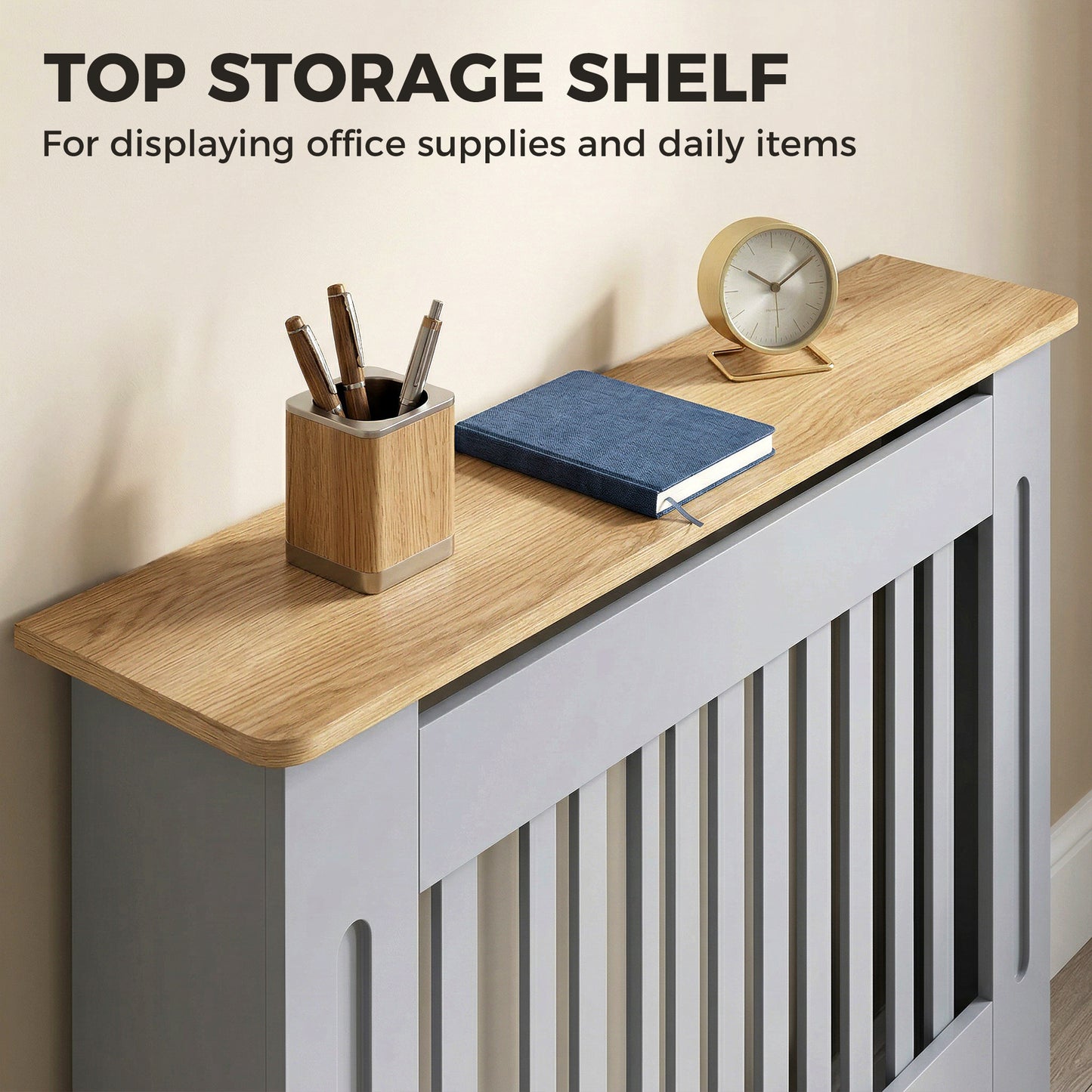 Radiator Cover Painted Slatted MDF Cabinet Lined Grill 112x19x81cm