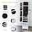 Freestanding Jewellery Cabinet Storage Mirror Armoire w/ LED Lights Hooks Drawer Hairdryer Holder Vanity Adjustable Bedroom Furnishing White