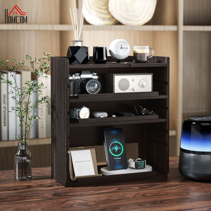 4-Tier Desktop Organiser with Cable Management for Stationery Dark Brown