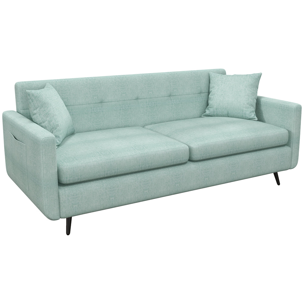 165cm 2 Seater Sofa for Living Room, Modern Fabric Couch, Tufted Loveseat Sofa Settee w/ Steel Legs, 2 Storage Pockets,